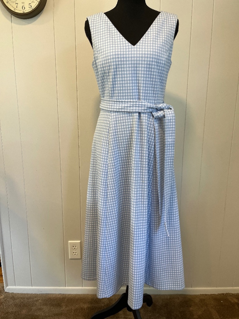 Calvin Klein Blue Gingham Midi Dress Dorothy Costume Wizard of Oz sz 6